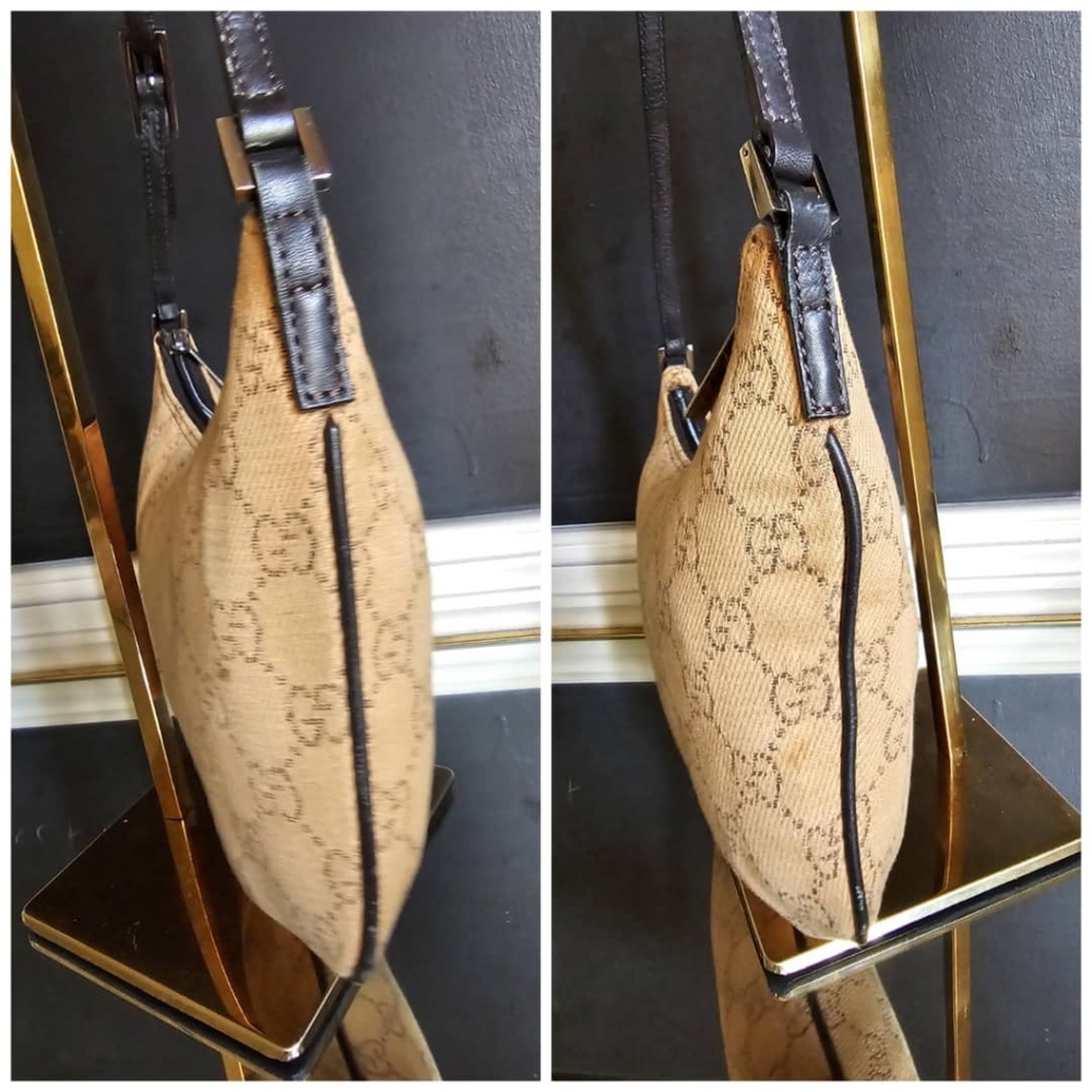 Authentic Gucci GG Canvas and Leather Zip Hobo Bag Beige/Brown - Picture 8 of 11